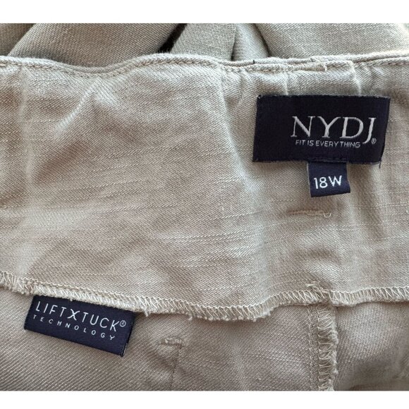 NYDJ Beige Linen Blend Pants Lift Tuck Technology Relaxed Fit Womens PLUS SZ 18W - Picture 4 of 9